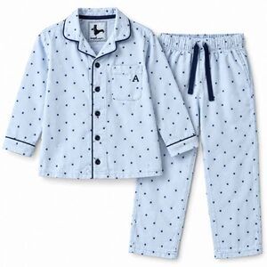 M&S Autograph Boys 2-Piece Cotton Pajama Set Blue Stars Age 3-4